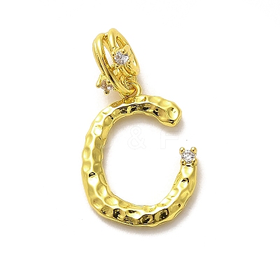 Rack Plating Brass Micro Pave Cubic Zirconia European Dangle Charms KK-L210-015G-C-1