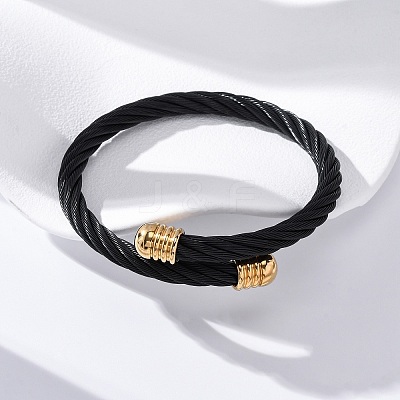 304 Stainless Steel Torque Bangles for Women Men BJEW-G584-18G-01-1