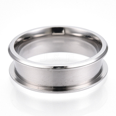 201 Stainless Steel Grooved Finger Ring for Women STAS-WH0039-09B-P-1