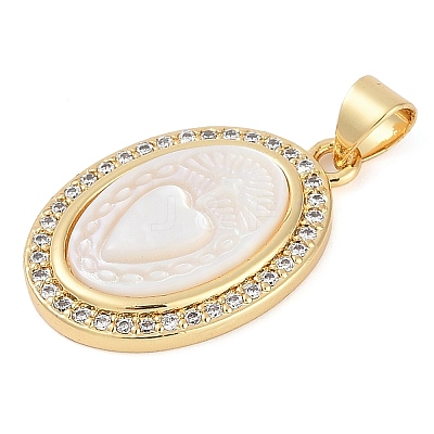 Rack Plating Brass Micro Pave Cubic Zirconia Pendants KK-P287-11G-1
