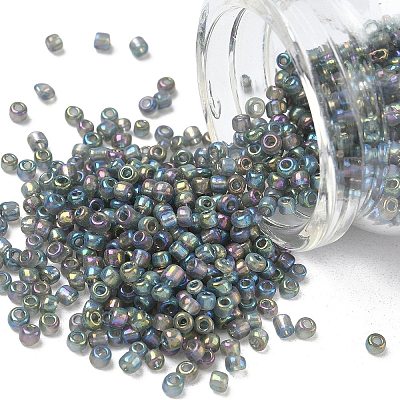 Transparent Colours Rainbow Round Glass Seed Beads X-SEED-A007-3mm-172-1