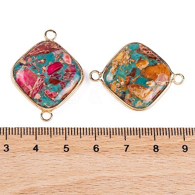 Dyed Natural Imperial Jasper Connector Charms G-B083-06G-1