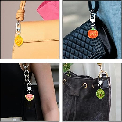 10Pcs Fruit Plate Opaque Resin Keychains HJEW-YW00320-1