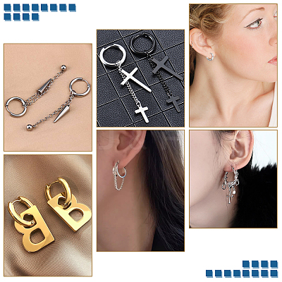 Unisex 304 Stainless Steel Hoop Earrings STAS-UN0002-60P-06-1