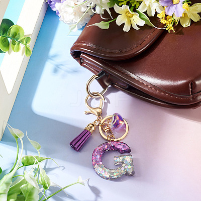 Alloy Resin Heart Keychains KEYC-TADJ0002-01G-G-1