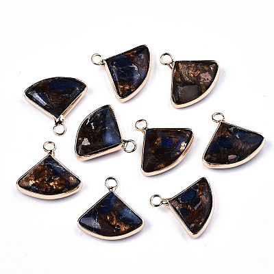 Fan Assembled Natural Bronzite and Mixed Gemstone Pendants G-N330-023-1