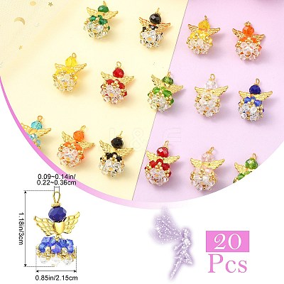 20Pcs 10 Colors Faceted Glass Pendants PALLOY-SZ00011-1
