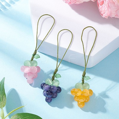 3Pcs Cat Eye Grape Pendant Decorations HJEW-TA00415-1