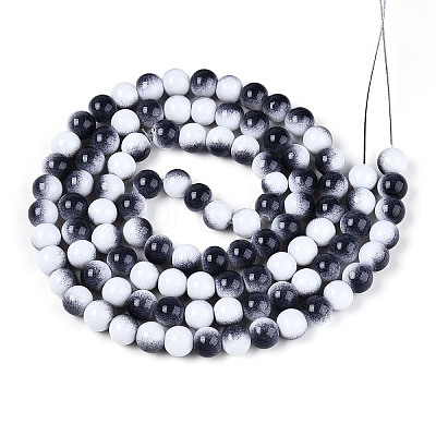 Two Tone Opaque Baking Paint Glass Beads Strands DGLA-Q027-8mm-04-1