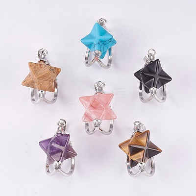Natural & Synthetic Mixed Stone Pendants G-P373-E-1