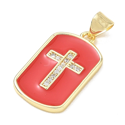 Religion Cross Brass Micro Pave Clear Cubic Zirconia Pendants CU-CBA83A6-03H-G-1