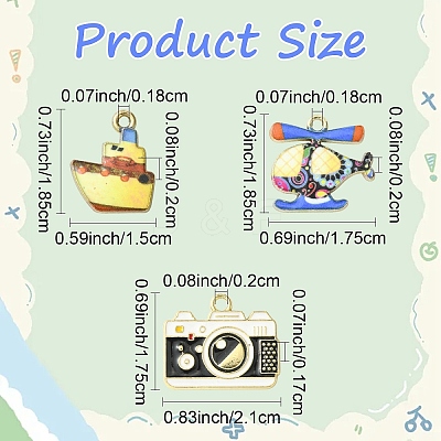 24Pcs 10 Styles Printed Alloy Pendants ENAM-YW0006-88-1