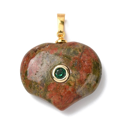 Natural Unakite Pendants G-B188-02G-02-1