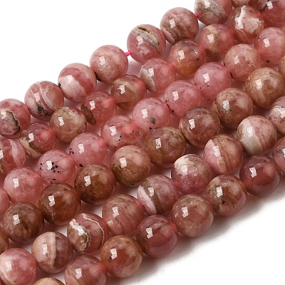 Natural Argentina Rhodochrosite Beads Strands G-D864-14-6mm-A-1