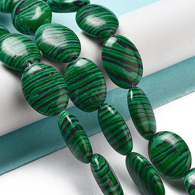 Synthetic Malachite Beads Strands G-P528-M06-01-1