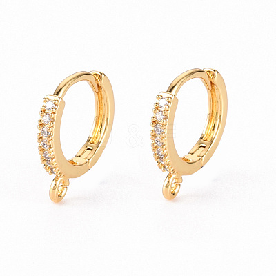 Brass Micro Pave Clear Cubic Zirconia Hoop Earring Findings X-ZIRC-S068-009B-NF-1
