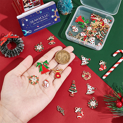 40Pcs 10 Style Alloy Enamel Pendants ENAM-SC0003-67-1