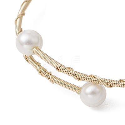 Natural Mixed Gemstone Round Beaded Cuff Bangle BJEW-JB09594-1