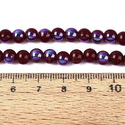Electroplate Opaque Glass Beads Strands EGLA-Q132-6MM-01C-08-1