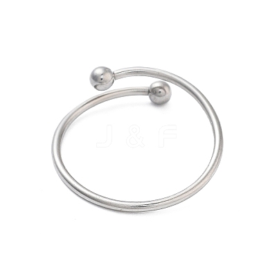 304 Stainless Steel Round Wrap Open Cuff Rings for Women Men RJEW-Z071-01P-1
