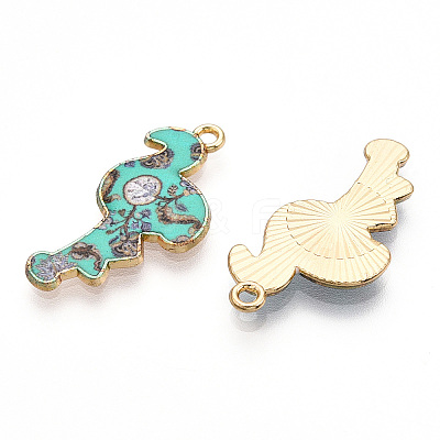Printed Light Gold Tone Alloy Pendants ENAM-N056-210I-1