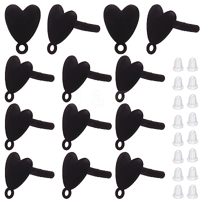 30Pcs Heart Alloy Stud Earring Findings FIND-SP0005-60A-01-1