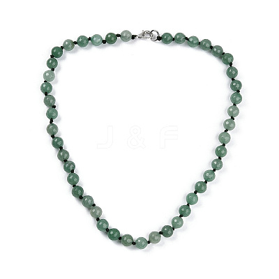 8mm Faceted Round Natural Green Aventurine Beaded Necklaces X-NJEW-F327-01A-02-1