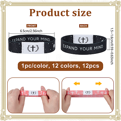 12Pcs 12 Colors Polyester Cord Stretch Bracelets BJEW-GW0001-01-1