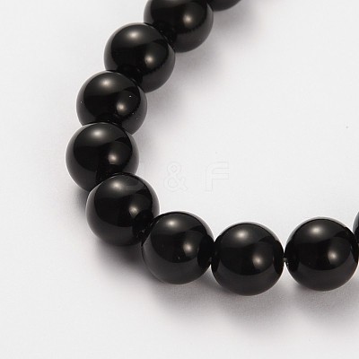 Natural Gemstone Obsidian Round Beads Strands G-O030-4mm-08-1