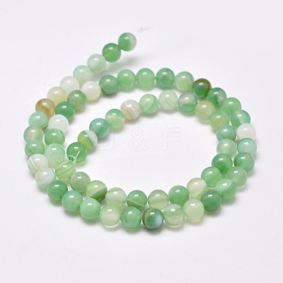 Natural Striped Agate/Banded Agate Bead Strands G-G962-8mm-02-1