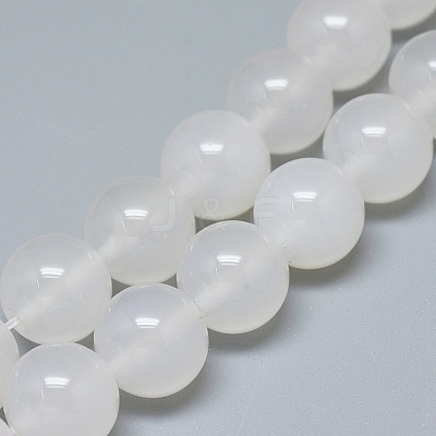 Natural White Agate Beads Strands G-D0005-27-10mm-1