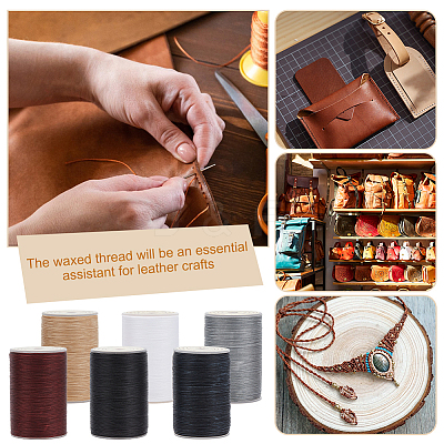 6 Rolls 6 Colors Round Waxed Polyester Thread String YC-OC0001-06-1