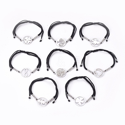Adjustable Nylon Cord Braided Bead Bracelets BJEW-L640-05P-1