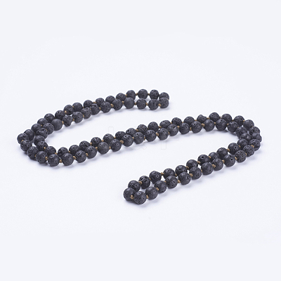 Natural Lava Rock Beaded Necklaces NJEW-P202-36-A18-1