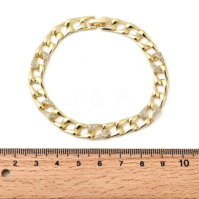 Brass Micro Pave Clear Cubic Zirconia Link Chain Bracelet for Women BJEW-H630-07G-1
