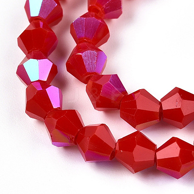 Opaque Solid Color Electroplate Glass Beads Strands EGLA-A039-P6mm-L02-1