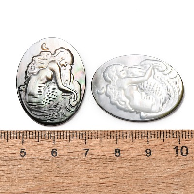 Natural Black Lip Shell Carved Cabochons SHEL-G024-02A-1