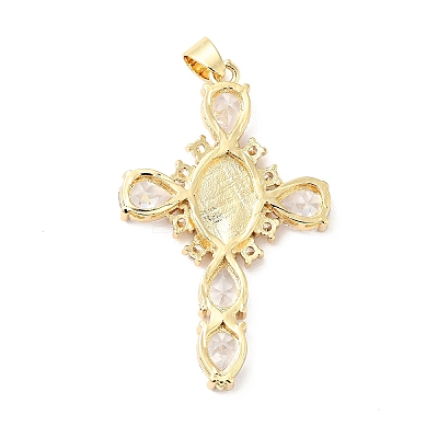 Rack Plating Brass Micro Pave Cubic Zirconia Pendants X-ZIRC-I059-15G-06-1