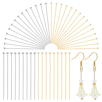 800Pcs 2 Colors 304 Stainless Steel Flat Head Pins STAS-PH0007-41-1