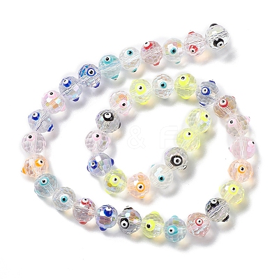 Transparent Evil Eye Glass Beads Strands LAMP-K037-04A-1