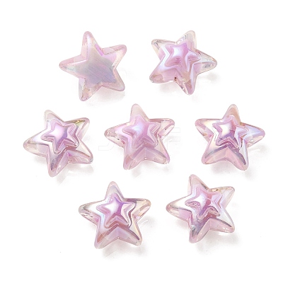 UV Plating Rainbow Iridescent Transparent Acrylic Beads OACR-C007-06E-1