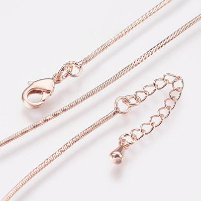 Long-Lasting Plated Brass Snake Chain Necklaces NJEW-K112-04RG-NF-1