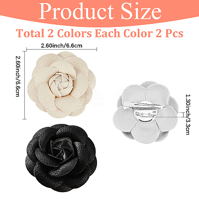 4Pcs 2 Colors Imitation Leather Shoe Buckle Clips with Iron Clip FIND-CL0001-94-1