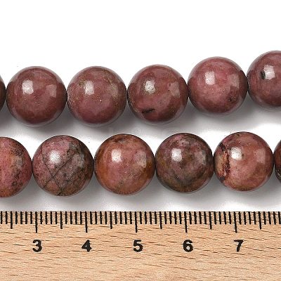 Natural Rhodonite Round Bead Strands G-J302-10-12mm-01-1