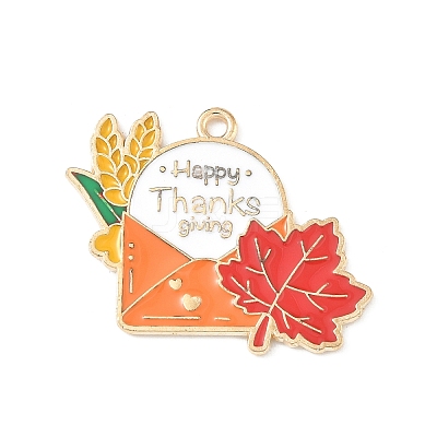Thanksgiving Day Alloy Enamel Pendants ENAM-I076-01G-010-1
