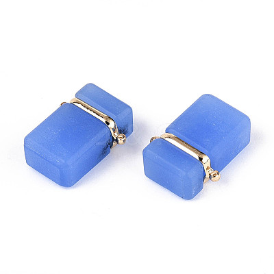Glass Rectangle Links Connector Charms GLAA-T023-42C-1