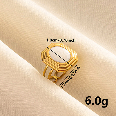 Vintage French Style 304 Stainless Steel Enamel Cuff Ring LB6340-2-1