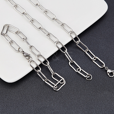 304 Stainless Steel Paperclip Chains STAS-UN0012-44-1