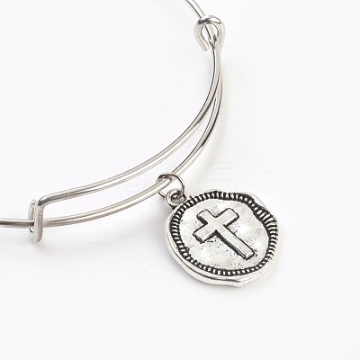 Adjustable Iron Charm Bangles X-BJEW-JB03820-1