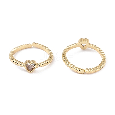 Brass Micro Pave Cubic Zirconia Cuff Rings RJEW-M138-11G-D-1